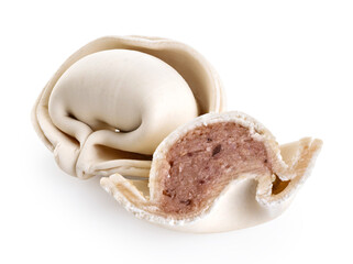 Raw meat dumplings isolated on white background. With clipping path.