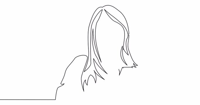 Self drawing line animation woman reading smartphone continuous line drawn concept