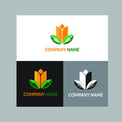 Leaf logo vector design, leaf and farm logo template