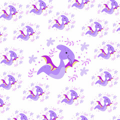 Seamless pattern with cute dragon