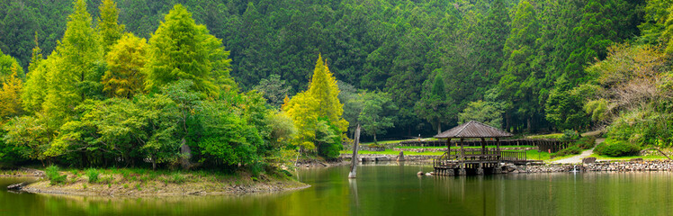 Fototapeta na wymiar Taiwan, Yilan County, forest, mountain lake, Mingchi, famous, tourist attraction