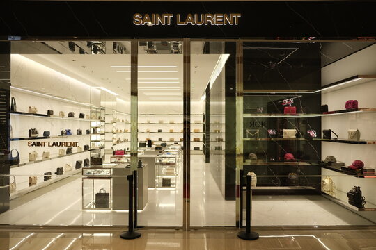 Shanghai.China-Nov.6th 2021: facade of Saint Laurent store. Luxury fashion brand