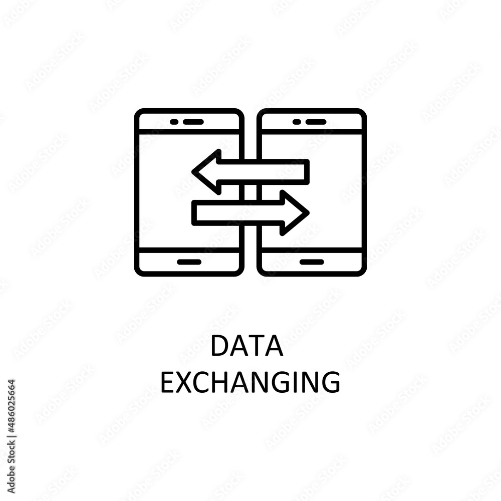 Poster Data Exchanging Vector Outline Icon Design illustration. Banking and Payment Symbol on White background EPS 10 File