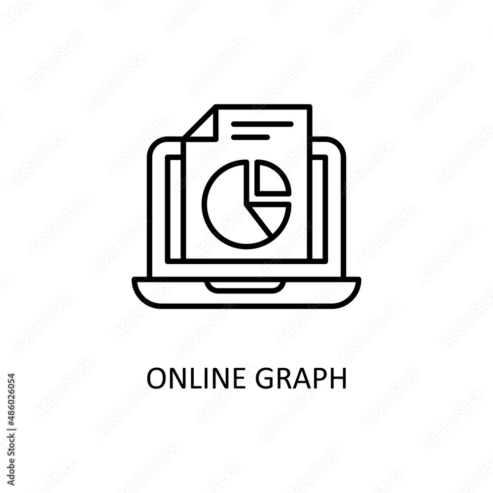 Poster online graph vector outline icon design illustration. banking and payment symbol on white background