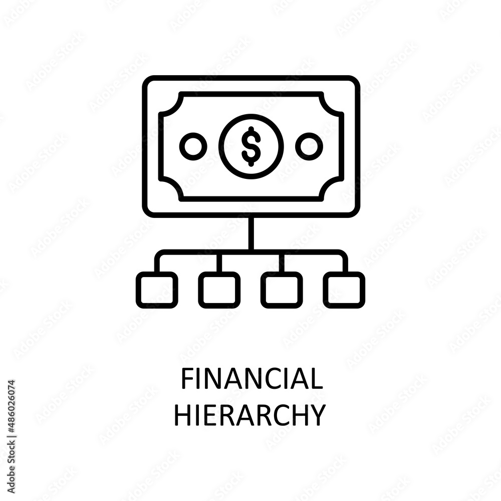 Poster financial hierarchy vector outline icon design illustration. banking and payment symbol on white bac