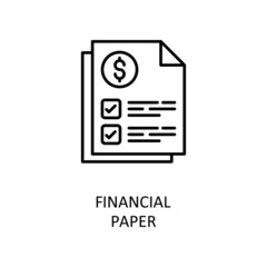 Financial Paper Vector Outline Icon Design illustration. Banking and Payment Symbol on White background EPS 10 File