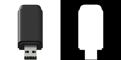 3D rendering illustration of a usb pen drive