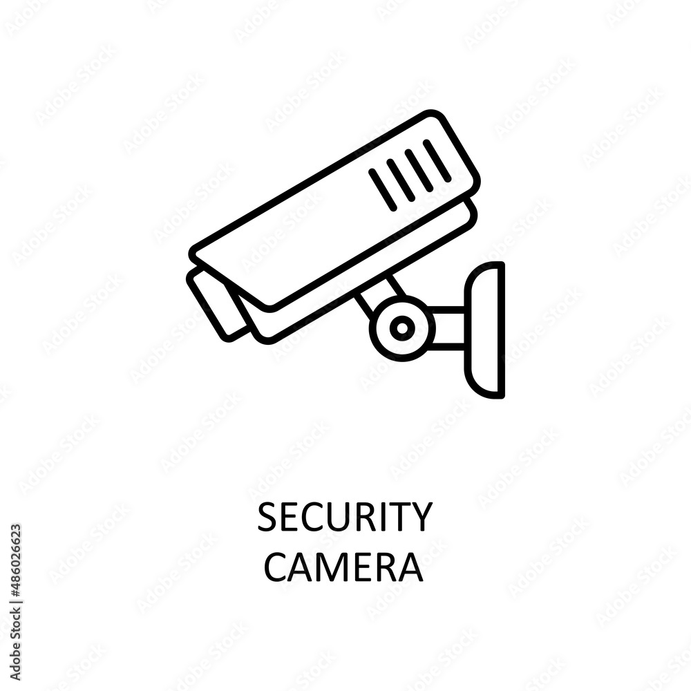Poster security camera vector outline icon design illustration. banking and payment symbol on white backgro