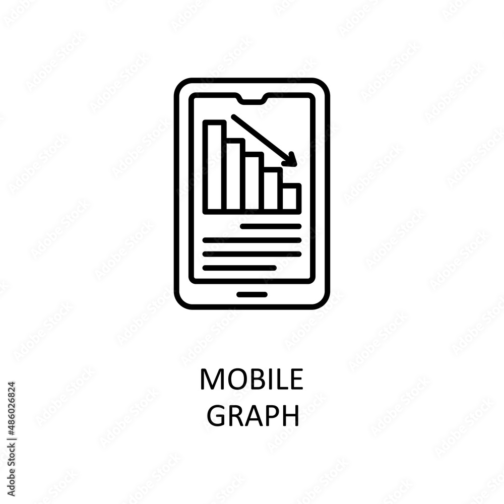 Poster mobile graph vector outline icon design illustration. banking and payment symbol on white background