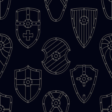 Seamless pattern with ancient Shields for your project