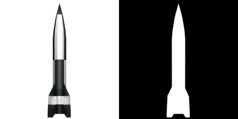 3D rendering illustration of a v2 rocket missile