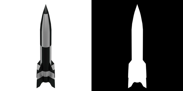 3D rendering illustration of a v2 rocket missile