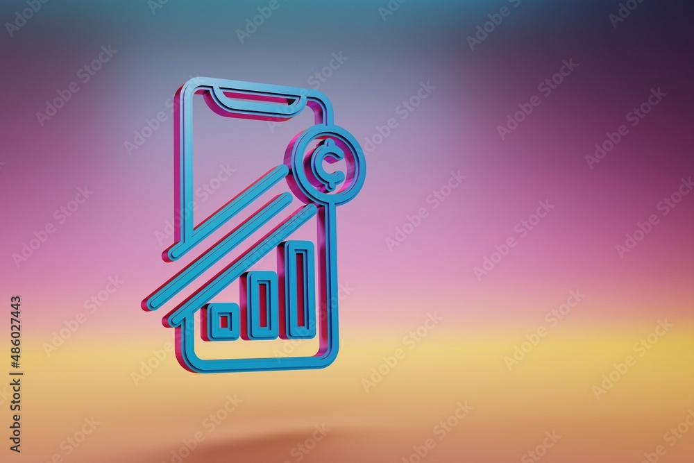 Fototapete cryptocurrency statistics icon. beautiful blue cryptocurrency statistics symbol icons on multicolor 