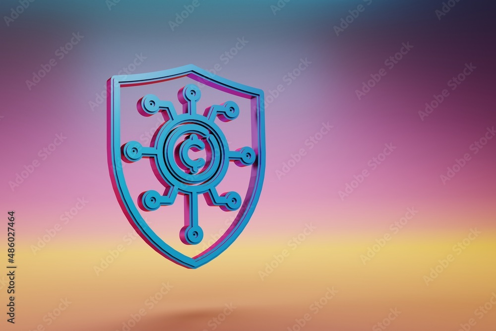 Fototapete cryptocurrency coin security icon. beautiful blue cryptocurrency security coins symbol icons on mult