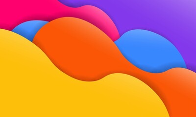colorful abstract backcground with fluid design. yellow orange blue pink purple 3d concept. eps10 vector