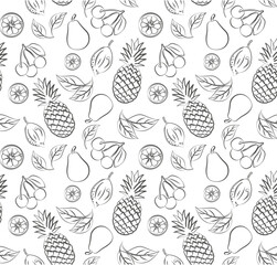 seamless pattern with fruits, vector illustration