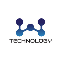 letter W technology logo design