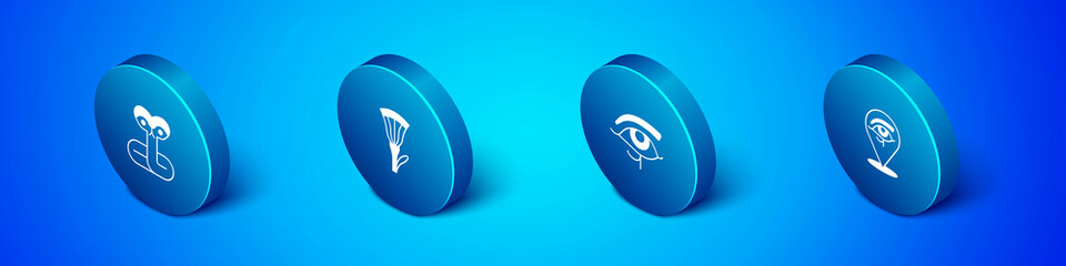 Set Isometric Snake, Eye of Horus, and Egyptian lotus icon. Vector