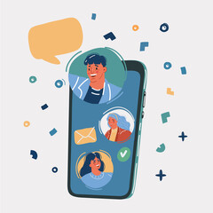Vector illustration of man on smartphone screen