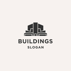 Building logo line art icon vector template