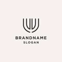 Letter W Abstract logo line art icon vector template