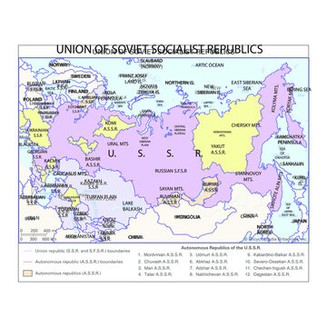 map of USSR, united sovier socialist republic, autonomous republic s of USSR