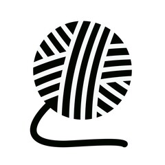 Yarn ball for knitting with loose thread flat vector icon for crafting apps and websites