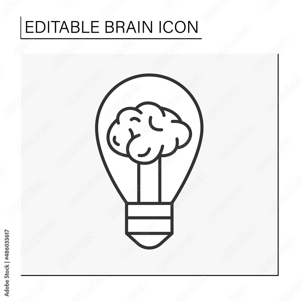 Aufkleber brain line icon.idea. brain inside lightbulb. neurology. brainstorming concept. isolated vector illu