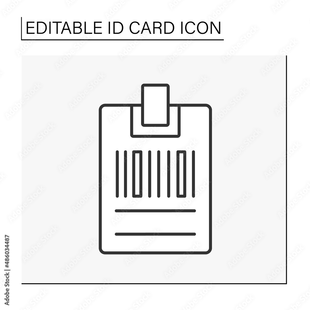 Aufkleber id card line icon. badge with barcode. biometric data. identity detection concept. isolated vector i