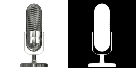 3D rendering illustration of a vintage microphone