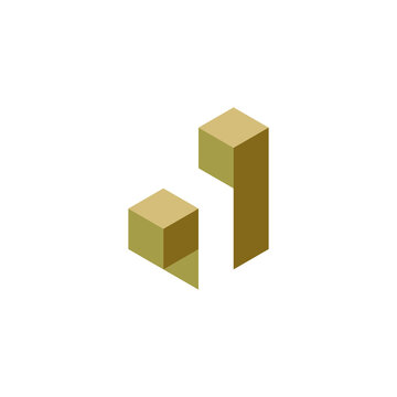 1 Letter with Building Box Finance Bar, Equity Real Estate Logo Vector Design