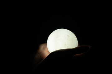Moon in hands,The stars that are followers of the world on hand,save of moon,environment concept for background web.
