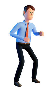 Annoyed man in shirt and tie. 3d Angry businessman. 3d image. 3d render.3d image. 3d render.