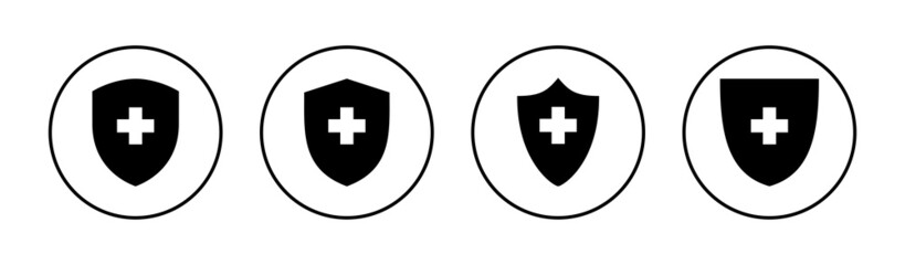 Health insurance icons set. Insurance health document sign and symbol