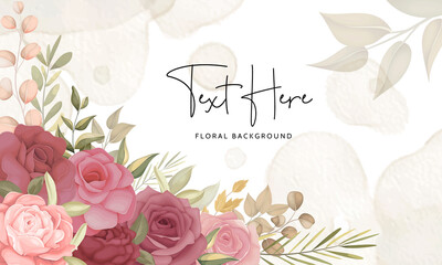 Floral background template with elegant flower and leaves decoration