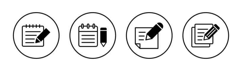 Note icons set. notepad sign and symbol