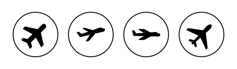 Plane icons set. Airplane sign and symbol. Flight transport symbol. Travel sign. aeroplane