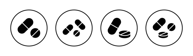 Pills icons set. capsule icon. Drug sign and symbol