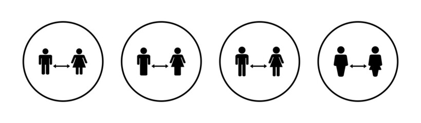 Social distancings set. social distance sign and symbol. self quarantine sign