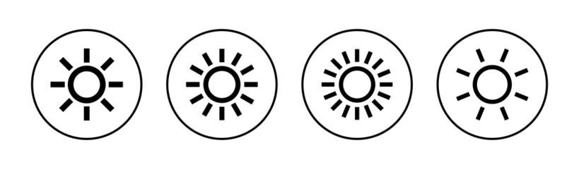 Sun icons set. Brightness sign and symbol
