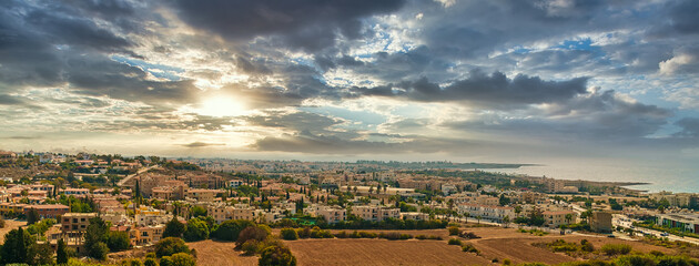 Panoramic view of the city of Paphos in Cyprus.