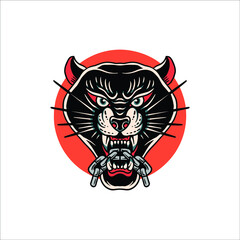 panther tattoo illustration vector design