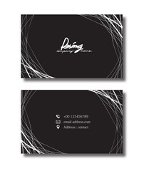 Elegant minimal modern business card design template mock up silver on black