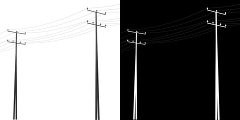 3D rendering illustration of a steel utility pole