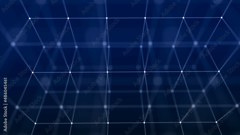 Fototapete digital blockchain concept. data storage in separate cells. abstract background with dots and connec