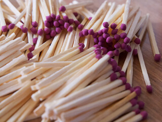 A bunch of matches, a close-up shot.