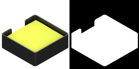 3D rendering illustration of a sticky notes holder