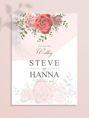 Front wedding invitation template with flower theme