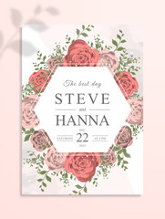 Wedding invitation template style with flower theme