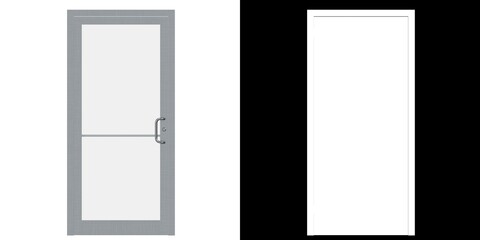 3D rendering illustration of a storefront glass door